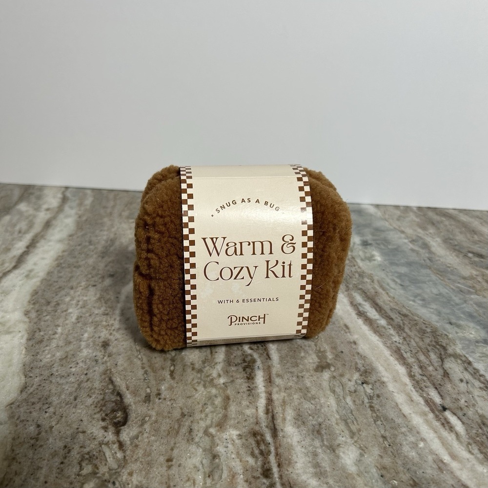Pinch Provisions Warm Cozy Kit 6 Essentials Sherpa Sleep Mask Socks Lotion Brown